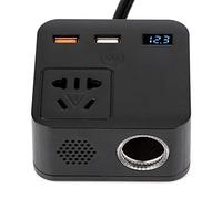 Qqmora Convertitore di Tensione per Auto da 150 W, Materiale ABS di Alta qualità, Inverter Efficiente da 12 V a 220 V, Protezione Intelligente e, Ideale per Uso Esterno