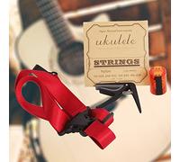 Qqmora Kit Completo di Strumenti 4 in 1 per Ukulele con Tracolla Regolabile, Corde, Capotasto e Agitatore per la Sabbia per Devoti della Musica, Plastica/metallo (colore casuale), Ottimo per gli