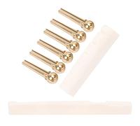 Qqmora Kit di Borchie per Corde per Accessori di Precisione per L'accordatura della Chitarra, Struttura in Osso di Bue e Rame per una Migliore qualità del Suono, 6 Borchie per Corde, Capotasto e