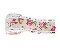 Qqmora Nastro con Finiture Floreali in Juta e Rosa, 2 M | Materiale durevole, pizzo morbido, decorazioni per la casa, accessori da sposa