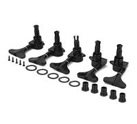 Qqmora Set Accordatori per Basso 5 Corde per Accordatura Chiuse Manopole per Ingranaggi in Lega per Basso Elettrico Argento Nero Lega di Zinco Costruzione in Metallo Resistente (Nera)