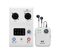 Qqmora Trasmettitore e Ricevitore Audio Wireless con Durata Prolungata della Batteria di Monitoraggio Auricolare Stereo a 6 per la Collaborazione tra Band (Bianco)