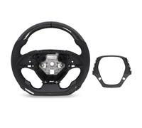 Qqmora Volante in Fibra di Carbonio in Pelle Perforata Cucitura Nera Cucitura Sportiva con il Volante per Auto Dal Fondo Piatto per gli Appassionati di Corse