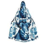 qqoupp Blue Goat Print Print Halloween adulto mantello con cappuccio super grande mantello con cappuccio con papillon, senza cerniera