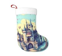 qqoupp Calza natalizia con motivo castello delle fiabe, morbida, leggera, con una buona sensazione tattile, facile da appendere