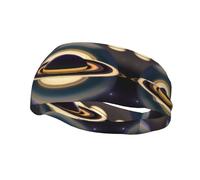 QQOUPP - Fascia per il sudore decorativa sportiva alla moda, con stampa Saturno, adatta per ciclismo, yoga, corsa