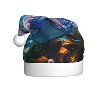 qqoupp Sea Animals Stingrays Pattern Christmas Hat for Adult for Christmas, Halloween, Capodanno, vendite, promozioni