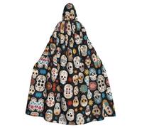 qqoupp Sugar Skulls - Mantello con cappuccio per Halloween, per adulti, super grande, con papillon, senza cerniera