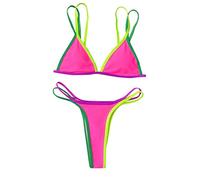 QQQQC Babydoll, Camicie da Notte e Négligé Costume da Bagno Donna a Costine Perizoma a Forma di V Costume da Bagno Donna a Due Pezzi Bikini a Taglio Alto Costume da Bagno da Bagno Set-Pink_M