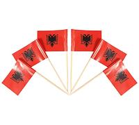 QQSD Albania stuzzicadenti bandiera albanese piccolo topper per cupcake, 100 pz