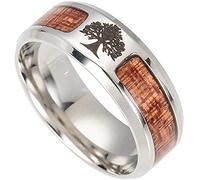 QQTQQ Anello da Uomo con Albero della Vita Vichingo, Fede Nuziale nordica Yggdrasil e intarsio in Legno, Gioielli con Anello con Sigillo in Stile Punk Gotico Vintage lucidato a Mano,13