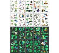 QQY 10 fogli Adesivi per tatuaggi temporanei luminosi, Stili misti adesivi temporanei per tatuaggi, Glow In The Dark Tattoos, Farfalla Sirena Tatuaggi falsi o più trucco da festa (D)