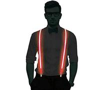 QQY Bretelle LED da uomo illuminate, Bretelle posteriori Bretelle luminose a LED Neon Stripe Light Up Bretelle a LED Bretelle a forma di Y per la festa Night Club Gift (Rosso)