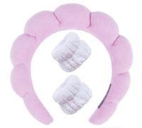 QQY Fascia da trucco per le donne, 3 Pz Spugna Terry Towel Panno Tessuto Skincare Headbands, Per Skincare Trucco Rimozione Lavaggio Yoga Sport Doccia (Viola)