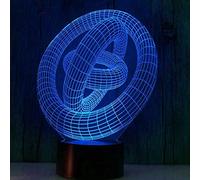 QQY Luce notturna 3D, Lampada da illusione ottica 3D colorata a LED Lampada da tavolo da tavolo con luce notturna USB a sfioramento per i regali dei bambini delle ragazze dei ragazzi (Tre anelli)