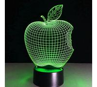 QQY Luce notturna 3D, Lampada da illusione ottica 3D colorata a LED Lampada da tavolo da tavolo con luce notturna USB a sfioramento per i regali dei bambini delle ragazze dei ragazzi (Mela)