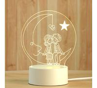 QQY Luce notturna 3D, Luce notturna a LED Lampada da comodino a LED da tavolo con luci a LED alimentate tramite USB per bambini Luce notturna per la decorazione domestica (Datazione)
