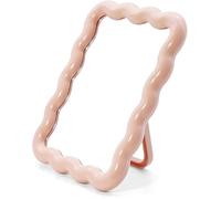 QQY Mignon miroir de maquillage en forme d'onde, debout/suspendu voyage maquillage miroir pour table, maquillage travail décorations à la maison (Rosa)