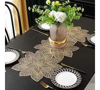 QQY Tovagliette a forma di foglia PVC Hollow Table Runner antiscivolo Decorative Table Mats Tovaglietta Home Party Cucina Dining Wedding Decor (Oro-1)