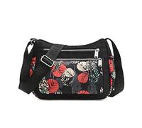 QQYG Borsa a tracolla da donna Borsa a tracolla in nylon Borsa a tracolla da viaggio Borsa a tracolla, foglie rosse, dimensioni: 28 * 10 * 20 cm