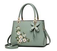 QQYG Borse a tracolla ricamate Borse da donna in pelle Borse da donna Borse da donna Borse da donna,verde,28 * 21 * 14cm