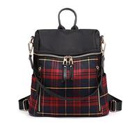 QQYG Zaino da donna di lusso con luce scozzese a contrasto colore facile da portare borsa da viaggio in tessuto Oxford a doppio uso, rosso