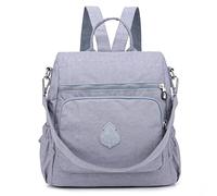 QQYG Zaino da donna retrò in nylon antifurto zaino da donna per il tempo libero zaino da viaggio borsa a tracolla zaino per adolescenti, grigio