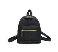 QQYG Zaino in pelle da donna, zaino da scuola, borsa a tracolla, borsa da viaggio, nero