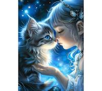 QQYRHN Elf Fairy Diamond Painting Kits for Adults Beginners, 5D Kitten Diamond Art Kits, DIY Round Full Drill Dreamland Gem Art with Painting Kits Relaxing Craft for Home Wall Decor 12x16 Inch