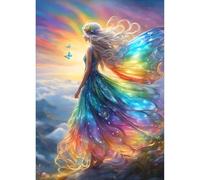 QQYRHN Fairy Diamond Painting Kits for Beginners Adults,5D Butterfly Diamond Art Kits, DIY Fairyland Round Full Drill Diamond Dots Diamond Gem Art with Painting Kits for Home Wall Decor 12x16 Inch