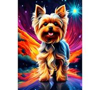 QQYRHN Yorkshire Terrier Diamond Painting Kits for Adults Beginners, 5D Puppy Diamond Art Kits, DIY Round Full Drill Diamond Dots Dog Diamond Art with Painting Kits for Home Wall Decor 12x16 Inch