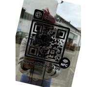 QR Code e NFC - Adesivo nero in PVC ad alte prestazioni per vetrina, veicolo, bancone - Facebook - Instagram - Sito web - TripAdvisor… 10 cm x 10 cm