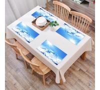 QRFASFZO Set di 6 Tovagliette Americana Plastica Lavabili, antiscivolo, lavabili, in PVC, resistenti al calore,Arredamento per appartamenti, il sole illumina una magnifica montagna innevata,45x30cm