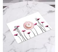 QRFASFZO Set di 6 Tovagliette Americana Plastica Lavabili, antiscivolo, lavabili, in PVC, resistenti al calore,Illustrazione di una pianta: una di fiori rosa su una tela bianca pura,45x30cm