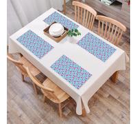 QRFASFZO Set di 6 Tovagliette Americana Plastica Lavabili, antiscivolo, lavabili, in PVC, resistenti al calore,Arte, ripeti il disegno dell'amore rosa su uno sfondo a pois blu per creare un'a,45x30cm