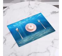 QRFASFZO Set di 6 Tovagliette Americana Plastica Lavabili, antiscivolo, lavabili, in PVC, resistenti al calore,Collezione Ocean, stampa di un paesaggio marino con luce solare che irrompe nell,45x30cm