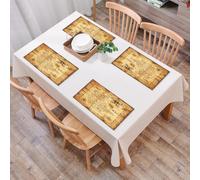 QRFASFZO Set di 6 Tovagliette Americana Plastica Lavabili, antiscivolo, lavabili, in PVC, resistenti al calore,Set di mappe dell'isola, mappa del tesoro dei pirati rustica e grunge, molto det,45x30cm