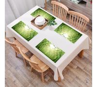 QRFASFZO Set di 6 Tovagliette Americana Plastica Lavabili, antiscivolo, lavabili, in PVC, resistenti al calore,Illustrazione di una foresta di bambù verde nella foresta,45x30cm
