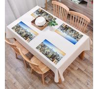 QRFASFZO Set di 6 Tovagliette Americana Plastica Lavabili, antiscivolo, lavabili, in PVC, resistenti al calore,Vista aerea dello skyline di New York in un pomeriggio soleggiato,45x30cm