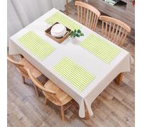QRFASFZO Set di 6 Tovagliette Americana Plastica Lavabili, antiscivolo, lavabili, in PVC, resistenti al calore,Pennello per acquerello semplice a strisce orizzontali verde lime, linee grandi,45x30cm