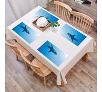 QRFASFZO Set di 6 Tovagliette Americana Plastica Lavabili, antiscivolo, lavabili, in PVC, resistenti al calore,Maestoso predatore oceanico, un grande squalo che scivola nel profondo mare blu,45x30cm