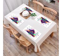 QRFASFZO Set di 6 Tovagliette Americana Plastica Lavabili, antiscivolo, lavabili, in PVC, resistenti al calore,Ragazza moderna che fa yoga con una citazione motivante e felice Calma la tua me,45x30cm