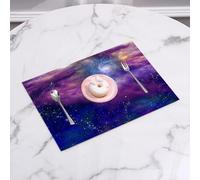 QRFASFZO Set di 6 Tovagliette Americana Plastica Lavabili, antiscivolo, lavabili, in PVC, resistenti al calore,Lo spazio esterno, l'ammasso stellare spirituale della Via Lattea ha ispirato il,45x30cm