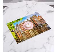 QRFASFZO Set di 6 Tovagliette Americana Plastica Lavabili, antiscivolo, lavabili, in PVC, resistenti al calore,Paesaggio urbano, vecchi edifici ad Amsterdam Noord Ferry, città culturale dei P,45x30cm