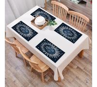 QRFASFZO Set di 6 Tovagliette Americana Plastica Lavabili, antiscivolo, lavabili, in PVC, resistenti al calore,Sole e luna misteriosi e intrecciati con sfondo di cielo stellato, dipinti decor,45x30cm