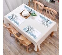 QRFASFZO Set di 6 Tovagliette Americana Plastica Lavabili, antiscivolo, lavabili, in PVC, resistenti al calore,Silhouette di una foresta ghiacciata, un albero nudo nella foresta di polvere di,45x30cm