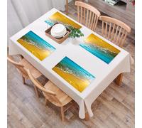 QRFASFZO Set di 6 Tovagliette Americana Plastica Lavabili, antiscivolo, lavabili, in PVC, resistenti al calore,Paesaggio, isola tropicale, spiaggia, caraibi, oceano atlantico, opera d'arte,45x30cm