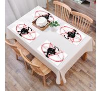 QRFASFZO Set di 6 Tovagliette Americana Plastica Lavabili, antiscivolo, lavabili, in PVC, resistenti al calore,misterioso gatto nero stella a cinque punte di Andre, gatto nero stella a cinque,45x30cm