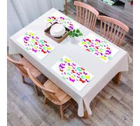 QRFASFZO Set di 6 Tovagliette Americana Plastica Lavabili, antiscivolo, lavabili, in PVC, resistenti al calore,Farfalle colorate svolazzano in forme vivaci, formando un simbolo d'amore,45x30cm