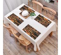QRFASFZO Set di 6 Tovagliette Americana Plastica Lavabili, antiscivolo, lavabili, in PVC, resistenti al calore,Biblioteca, pareti con scaffali in legno con vari libri, che evocano un senso di,45x30cm